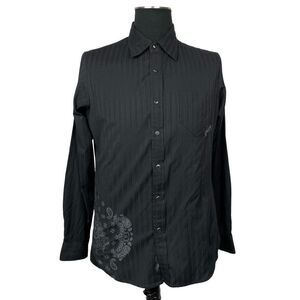 Billabong Slim Fit Black Paisley Print Shirt - Men’s M